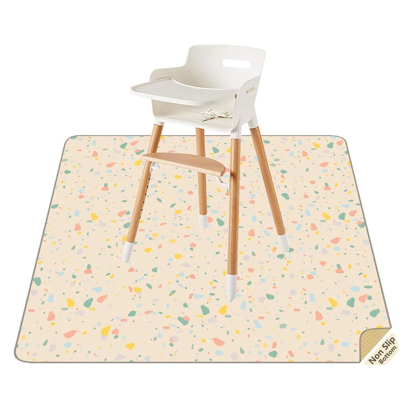 CLCROBD Splat Mat for Under High Chair/Arts/Crafts by , 51" Baby Anti-Slip Food Splash and Spill Mat for Eating Mess, Waterproof Floor Protector and Table Cloth (Beige) - Image 1